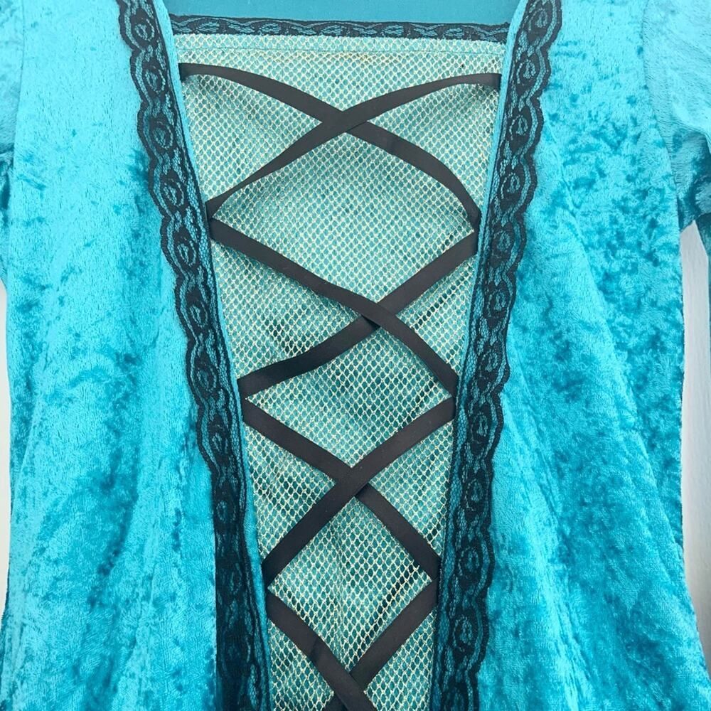 Ren Faire Queen Costume Blue Velvet Gown Dress Renaissance  NEW IN PACKAGE - Picture 3 of 16